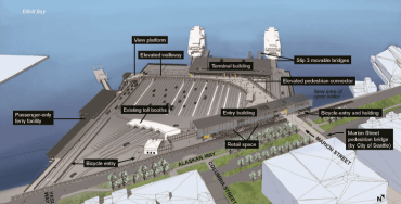 Rendering 2016 overview of WSF and Water Taxi at Colman Dock