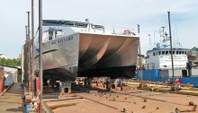 Water Taxi MV Doc Maynard in drydock for its warranty inspection Sept. 16, 2016.