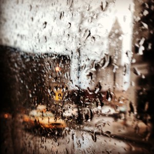 View of raindrops on window