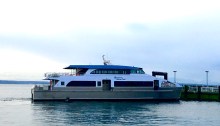 King County Water Taxi vessel Doc Maynard pulls up to Pier 50 in Seattle