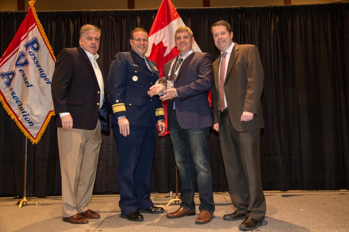 Ron Panzero, Operations and Maintenance Manager, receives the Roger Murphy National Marine Safety Award at the Passenger Vessel Association's Annual Conference on Tuesday, Jan. 31, 2017 in Seattle.