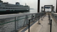 Here is the view from our gangway with Washington State Ferries' Bainbridge Island-bound vessel to the south.