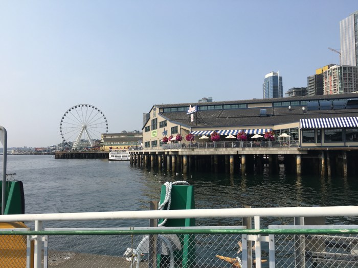 King County Water Taxi's tempoary location offers a close-up view of the Seattle waterfront.