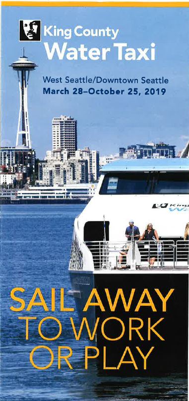 Brochure cover stating that the water taxi summer dates are March 28 - October 25