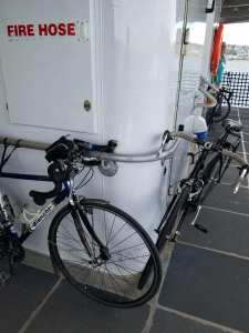 Bicycles secured to handrails present safety hazards to customers on water taxi sailings