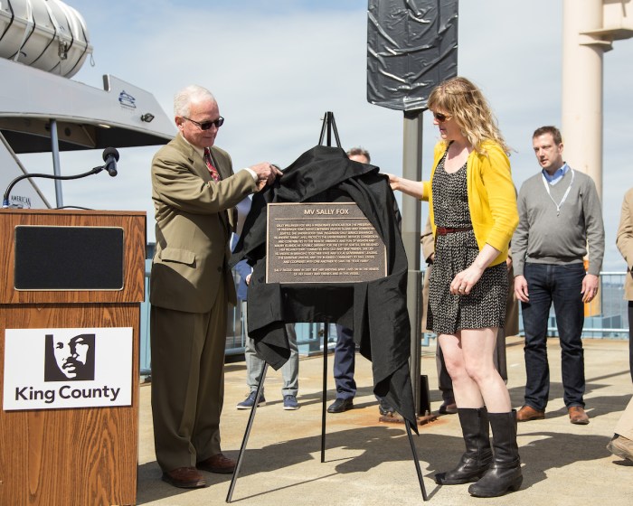 Christening ceremony for the new Sally Fox Water Taxi. 3/28/2015