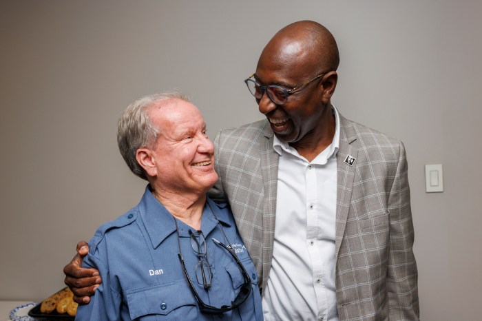 Metro Water Taxi Captain Dan Krehbiel with Metro Deputy General Manager Ernest Kandilige
