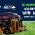 Transit to NFC Championship Game Los Angeles Rams and Seattle Seahawks logos with bus and the words NFC Championship Game Game Day with Metro